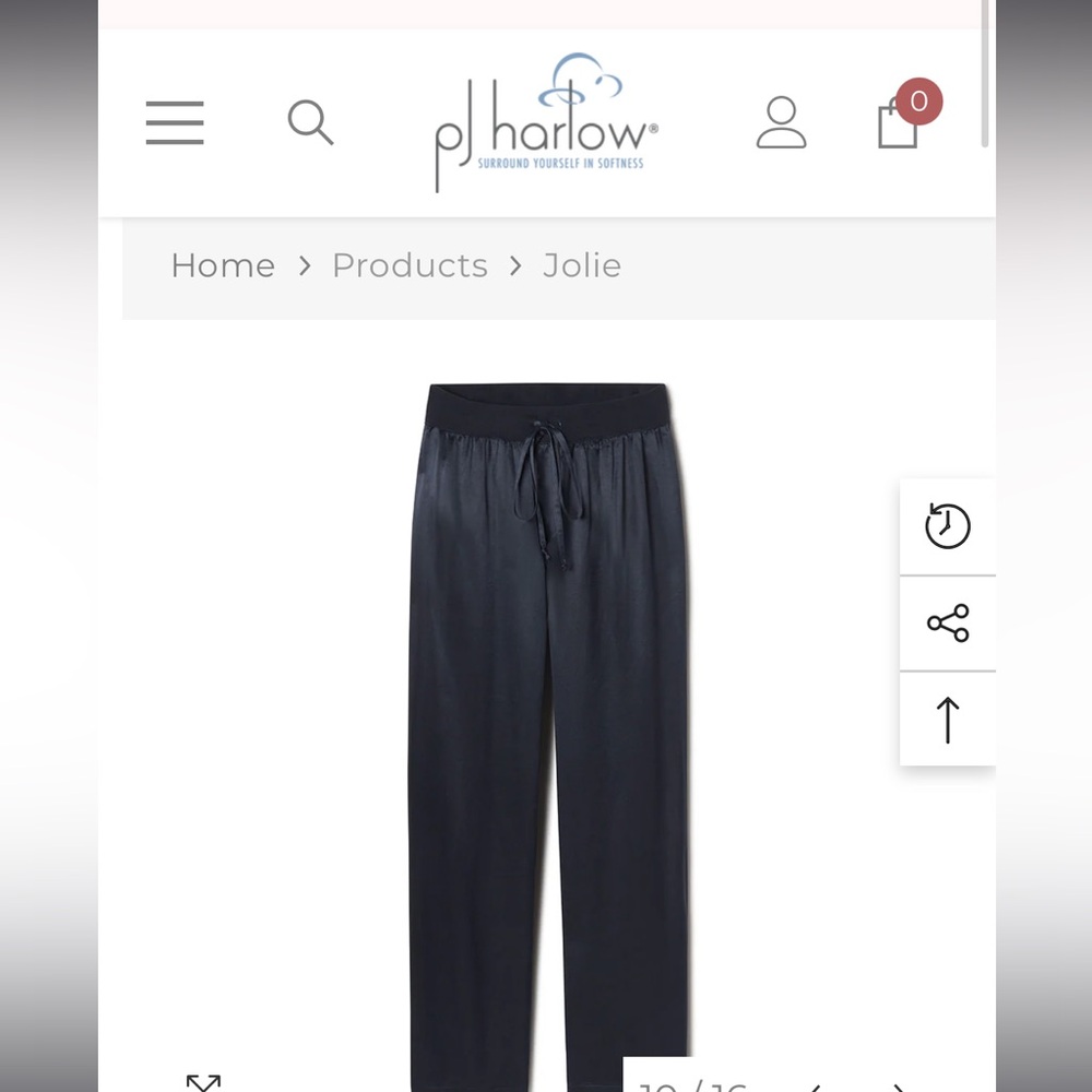 PJ Harlow Jolie Navy Silk Pajama Pant